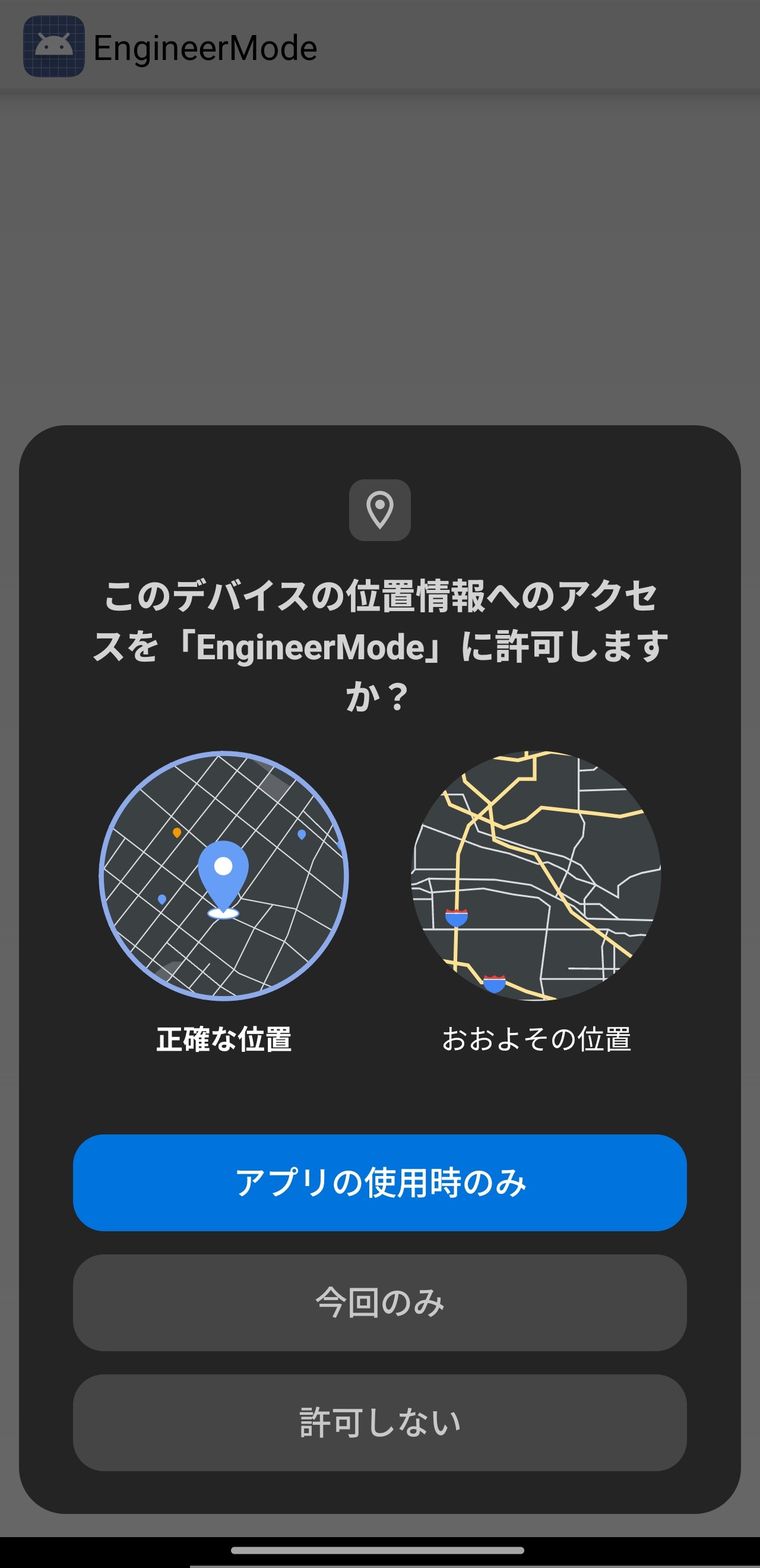 アプリの使用時のみ