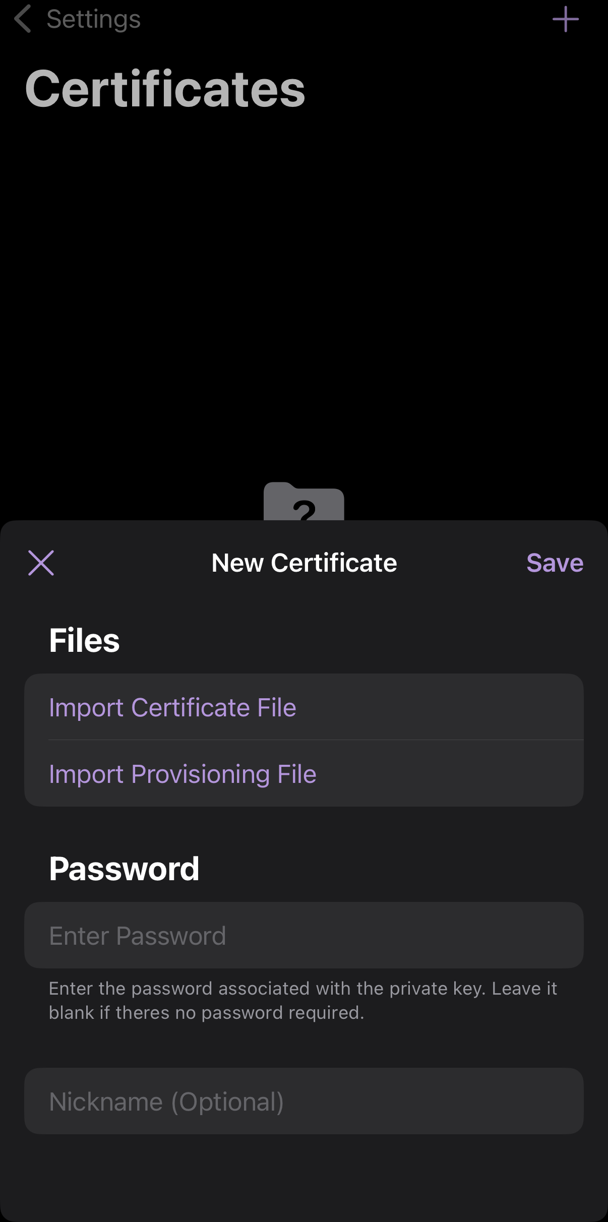 mport Certificate File