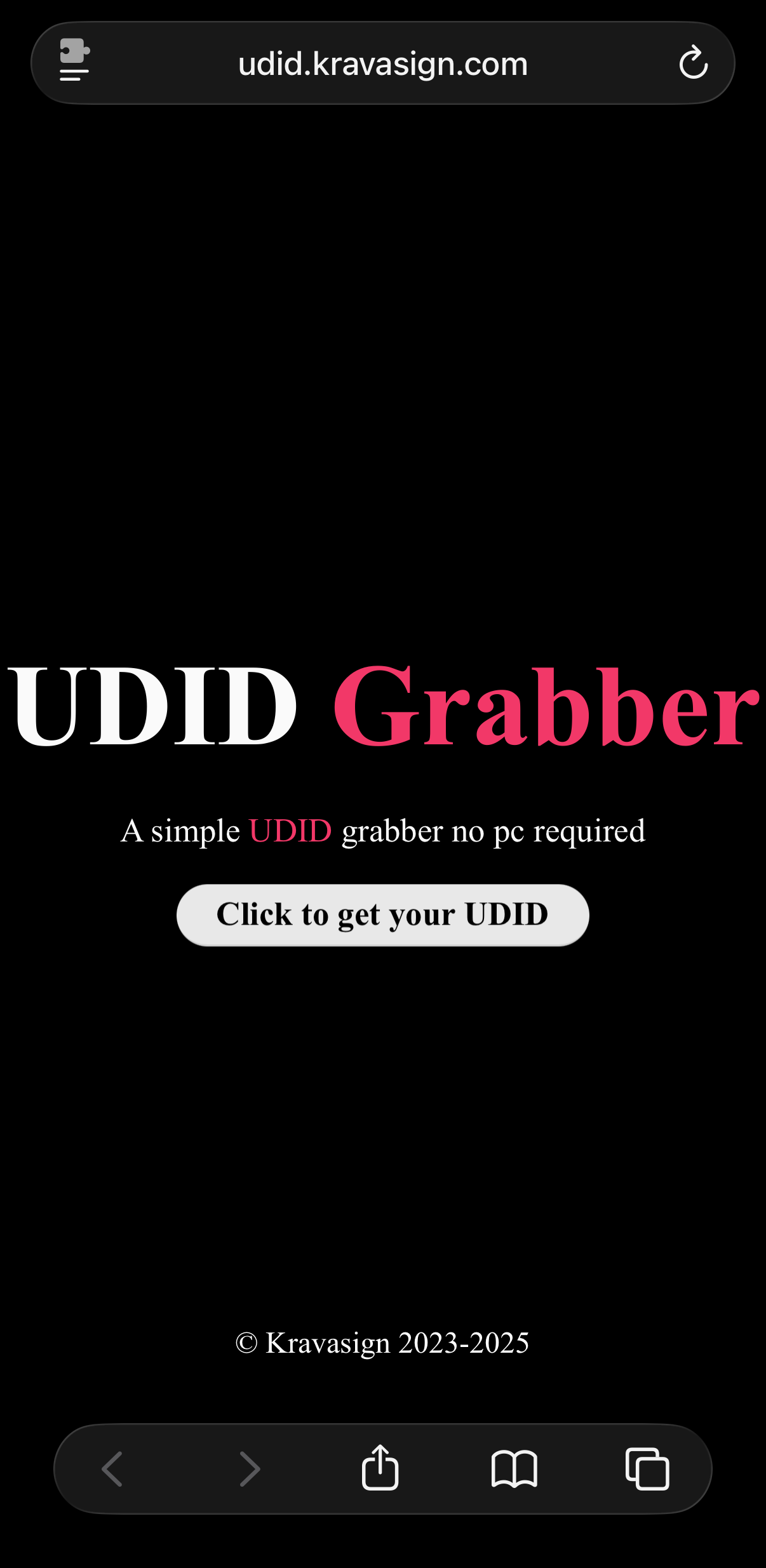 Click to get your UDID
