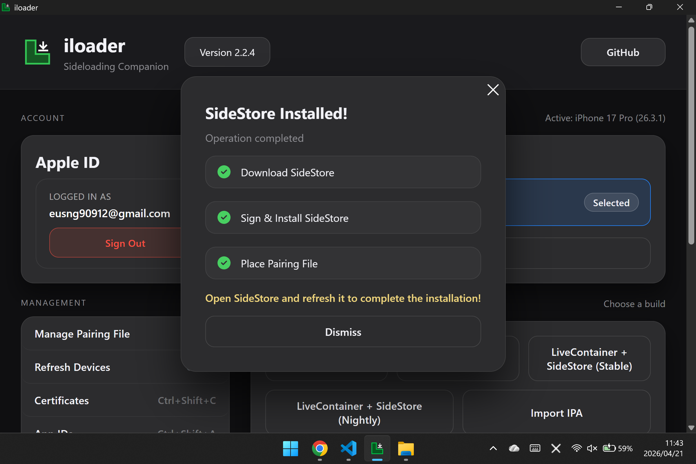 SideStore Installed!